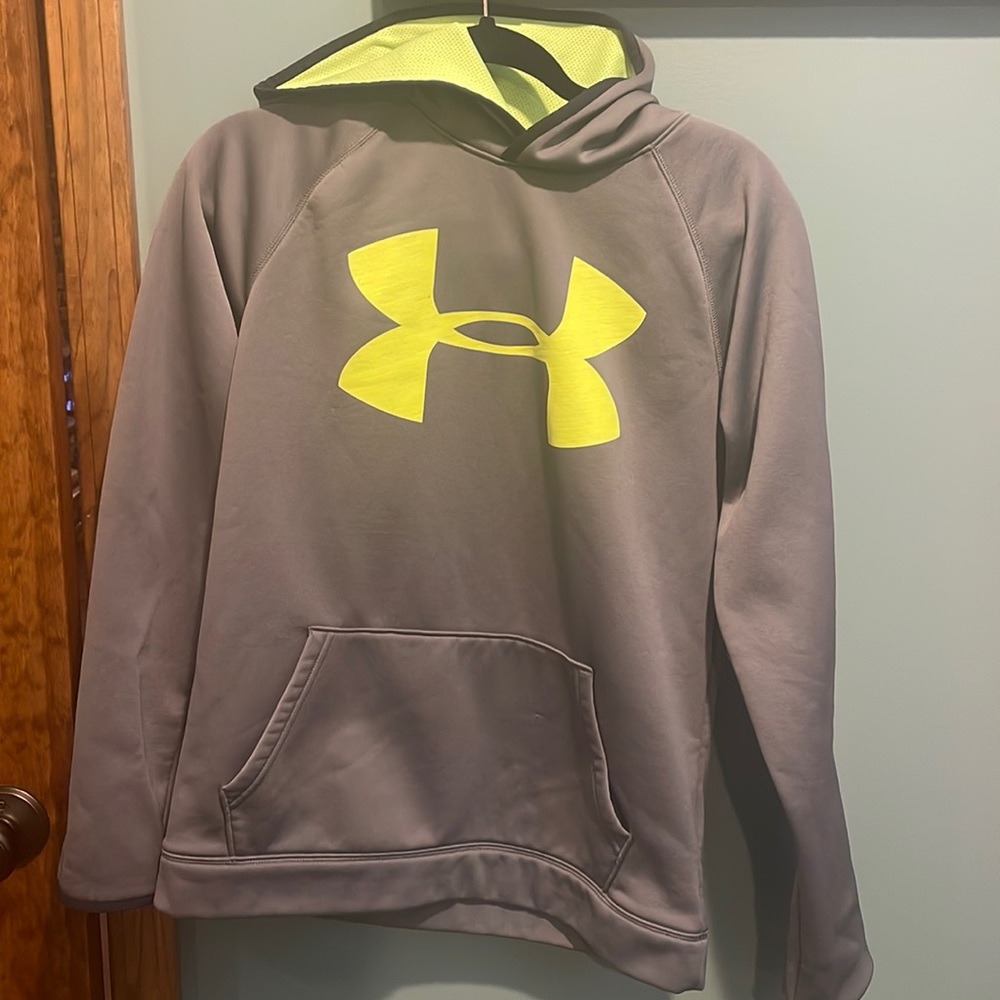 Under Armour youth XL. Grey and lime green hoodie